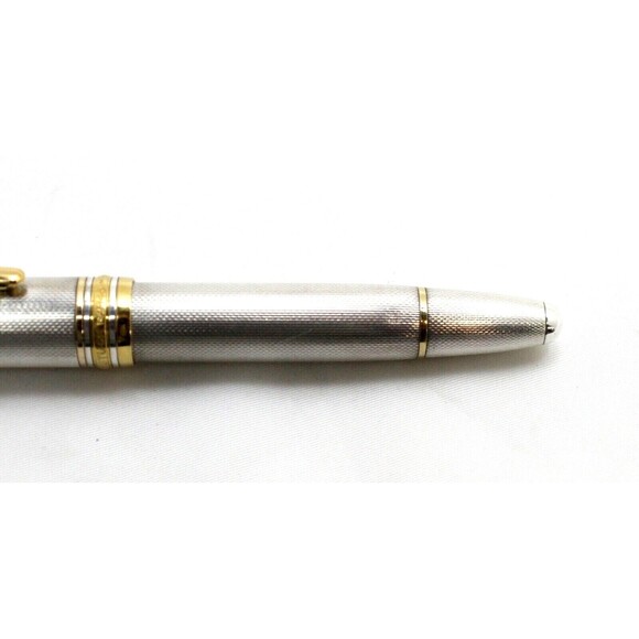 MONTBLANC SOLITAIRE FOUNTAIN PEN 144S STERLING SILVER BARLEY AND GOLD PLATED - Picture 9 of 11
